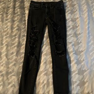 American Eagle Distressed Black Skinny Jeans